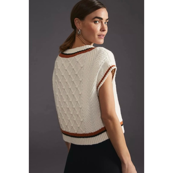 Anthropologie Maeve Willa Cable-Knit Sweater Vest Sz. Large - Picture 2 of 13